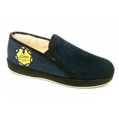 Zapatillas paño forro lana La Cadena 65317 Azul Zapatillas paño forro lana La Cadena 65317 Azul