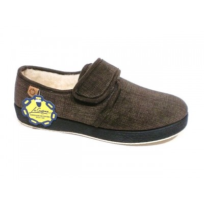 Zapatillas para casa paño con velcro forro lana La Cadena 65327 Marron Zapatillas para casa paño con velcro forro lana La Cadena 65327 Marron