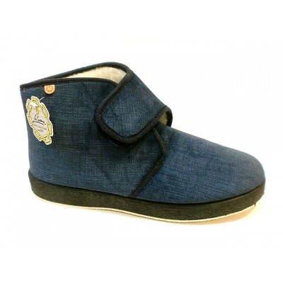 Zapatillas para casa abotinada paño pura lana La Cadena con velcro Azul Zapatillas para casa abotinada paño pura lana La Cadena con velcro Azul