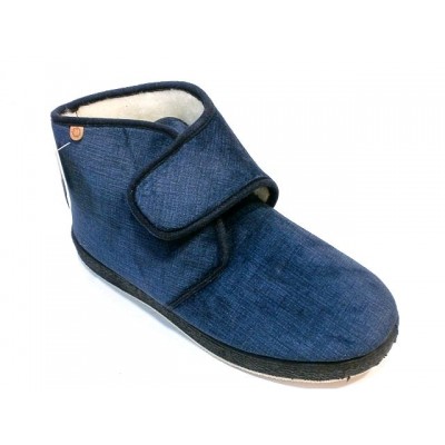 Zapatillas para casa abotinada paño pura lana La Cadena con velcro Azul Zapatillas para casa abotinada paño pura lana La Cadena con velcro Azul
