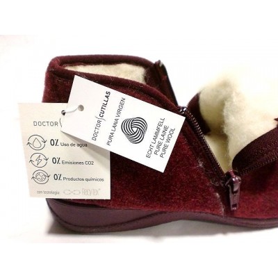 Zapatillas de casa abotinada forro pura lana Doctor Cutillas Cremallera Burdeos Zapatillas de casa abotinada forro pura lana Doctor Cutillas Cremallera Burdeos