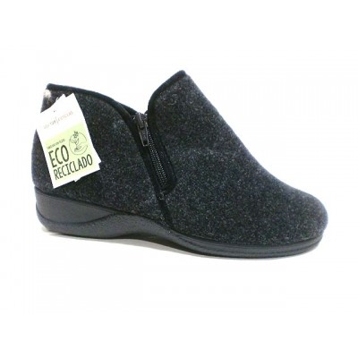 Zapatillas de casa abotinada forro pura lana Doctor Cutillas Cremallera Marino