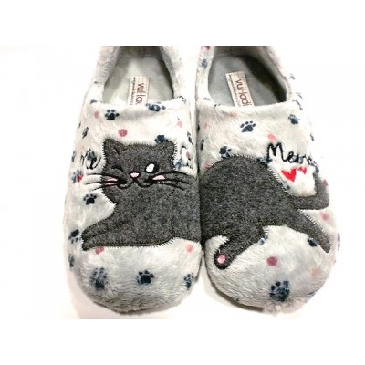 Zapatillas de casa mujer cerrada VulLadi Gatito Gris