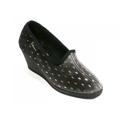 Zapatillas de casa cuña Super Cerrada Salemera Super paño terciopelo brillo Zapatillas de casa cuña Super Cerrada Salemera Super paño terciopelo brillo