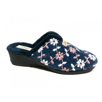 Zapatillas casa con cuña para mujer J´Ortega Descalza Paño Flores Zapatillas casa con cuña para mujer J´Ortega Descalza Paño Flores