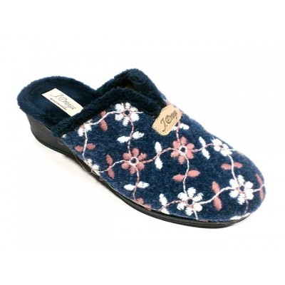 Zapatillas casa con cuña para mujer J´Ortega Descalza Paño Flores Zapatillas casa con cuña para mujer J´Ortega Descalza Paño Flores