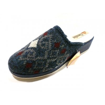 Zapatillas para casa con cuña descalza Wamba punto Forro Lana Marino Zapatillas para casa con cuña descalza Wamba punto Forro Lana Marino