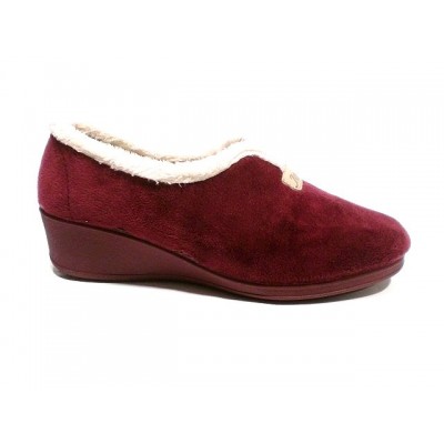 Zapatillas de casa con cuña para mujer J´Ortega Cerrada Paño terciopelo Burdeos Zapatillas de casa con cuña para mujer J´Ortega Cerrada Paño terciopelo Burdeos