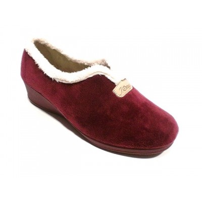 Zapatillas de casa con cuña para mujer J´Ortega Cerrada Paño terciopelo Burdeos Zapatillas de casa con cuña para mujer J´Ortega Cerrada Paño terciopelo Burdeos