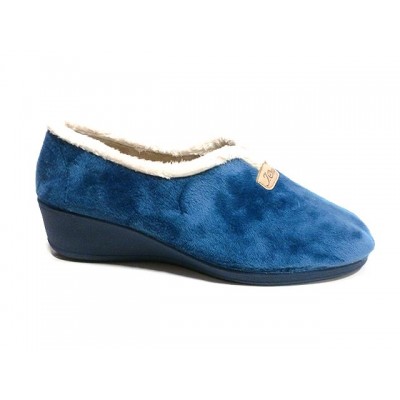 Zapatillas de casa con cuña para mujer J´Ortega Cerrada Paño terciopelo Jeans