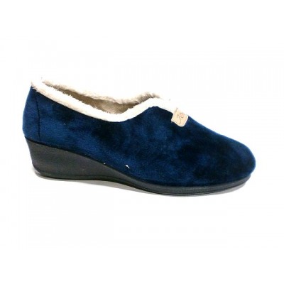 Zapatillas de casa con cuña para mujer J´Ortega Cerrada Paño terciopelo Marino Zapatillas de casa con cuña para mujer J´Ortega Cerrada Paño terciopelo Marino