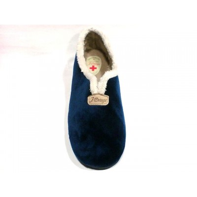 Zapatillas de casa con cuña para mujer J´Ortega Cerrada Paño terciopelo Marino Zapatillas de casa con cuña para mujer J´Ortega Cerrada Paño terciopelo Marino