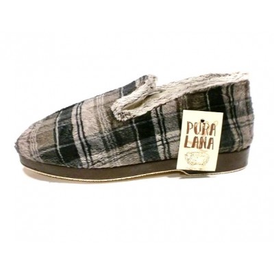 Zapatillas paño aterciopelado cuadros Subiran Pura Lana Marron Zapatillas paño aterciopelado cuadros Subiran Pura Lana Marron