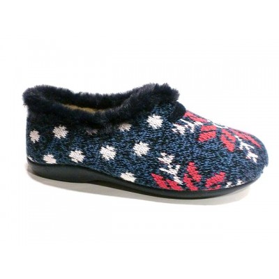 Zapatillas para casa CM Confort Pico de punto con forro de lana Marino Zapatillas para casa CM Confort Pico de punto con forro de lana Marino