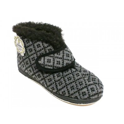 Zapatillas abotinadas Velcro Forro lana La Cadena Rombos Gris