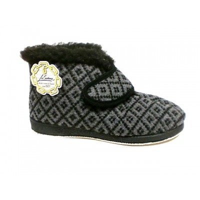 Zapatillas abotinadas Velcro Forro lana La Cadena Rombos Gris