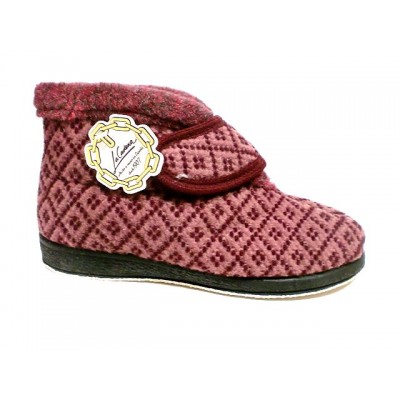 Zapatillas abotinadas Velcro Forro lana La Cadena Rombos Rosa