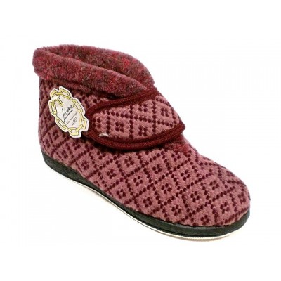 Zapatillas abotinadas Velcro Forro lana La Cadena Rombos Rosa