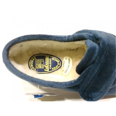 Zapatillas de casa paño terciopelo La Cadena forro lana Velcro ancho especial forro interior