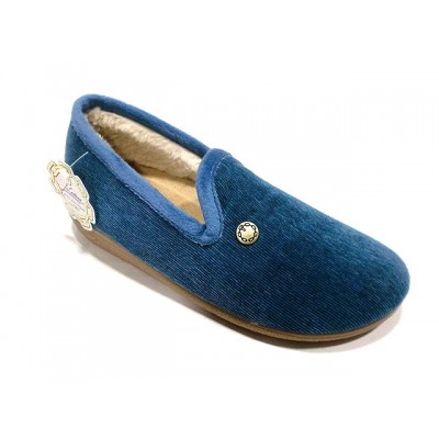 Zapatillas de pana fina La Cadena forro de pelo Azulon Zapatillas de pana fina La Cadena forro de pelo Azulon