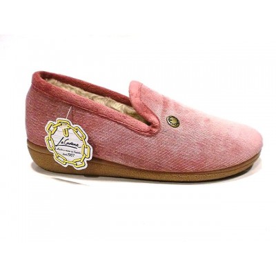 Zapatillas de pana fina La Cadena forro de pelo Coral Zapatillas de pana fina La Cadena forro de pelo Coral