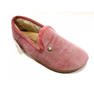 Zapatillas de pana fina La Cadena forro de pelo Coral Zapatillas de pana fina La Cadena forro de pelo Coral