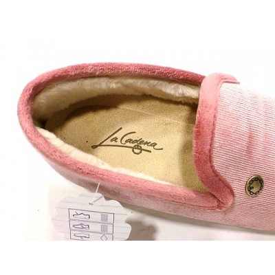 Zapatillas de pana fina La Cadena forro de pelo Coral Zapatillas de pana fina La Cadena forro de pelo Coral
