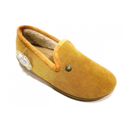 Zapatillas de pana fina La Cadena forro de pelo Yema Zapatillas de pana fina La Cadena forro de pelo Yema