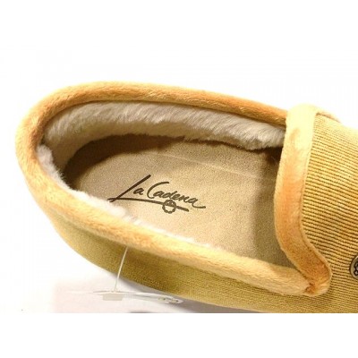 Zapatillas de pana fina La Cadena forro de pelo Yema Zapatillas de pana fina La Cadena forro de pelo Yema