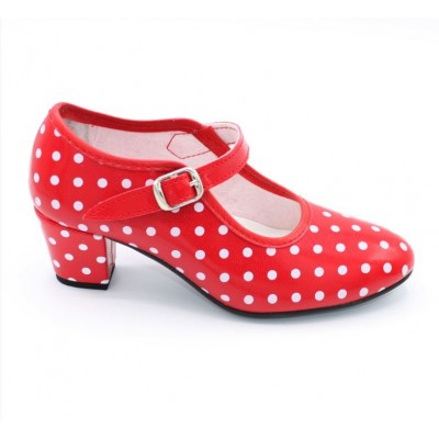 Zapatos de baile flamenco Rojo con lunares