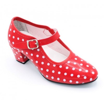 Zapatos de baile flamenco Rojo con lunares