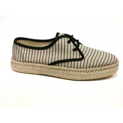 Alpargatas esparto cordones Sual Slippers Rayas Beige