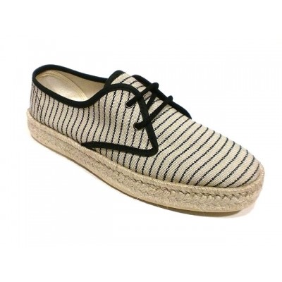 Alpargatas esparto cordones Sual Slippers Rayas Beige