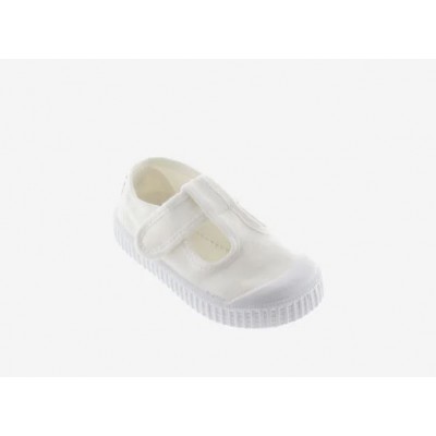 Sandalia lona puntera goma Victoria 36625 Blanco