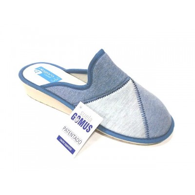 Zapatillas tela algodon con cuña Niagara Gomus Silenciosas Azul Zapatillas tela algodon con cuña Niagara Gomus Silenciosas Azul