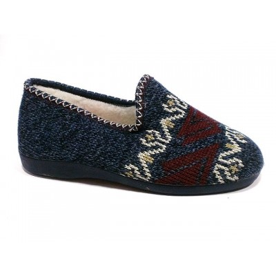 Zapatillas punto forro lana cerrada Norteñas 66440 Marino