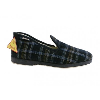 Zapatillas de casa WAMBA 2001 Lana Paño Cuadros Marino