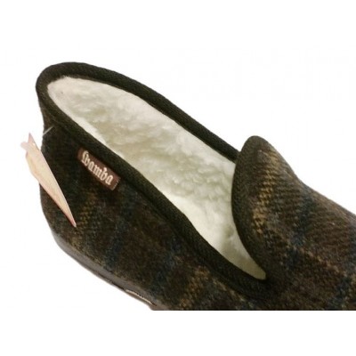 Zapatillas de casa WAMBA 2001 Lana Paño Cuadros Marron