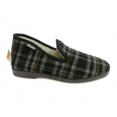Zapatillas de casa WAMBA 2001 Lana Paño Cuadros Gris