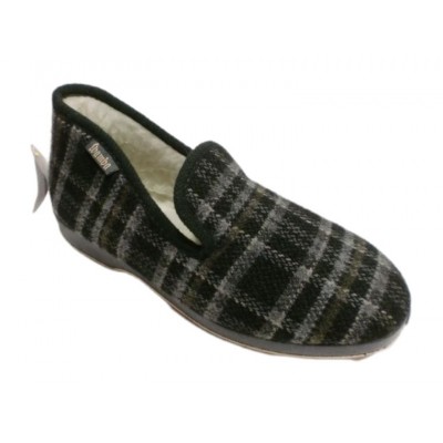 Zapatillas de casa WAMBA 2001 Lana Paño Cuadros Gris