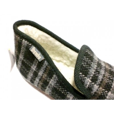 Zapatillas de casa WAMBA 2001 Lana Paño Cuadros Gris