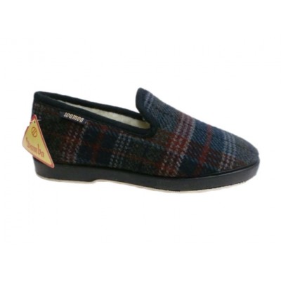 Zapatillas paño cuadros WAMBA 251 forro lana Marino Zapatillas paño cuadros WAMBA 251 forro lana Marino