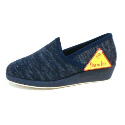 Zapatillas de casa con cuña Wamba Cerrada Paño Marino