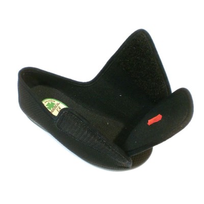 Zapatilla de casa ANCHO ESPECIAL con velcro Negro Induscal