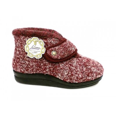 Zapatillas de casa abotinadas con Velcro Forro lana La Cadena Jaspeado Burdeos Zapatillas de casa abotinadas con Velcro Forro lana La Cadena Jaspeado Burdeos