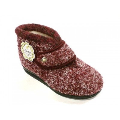 Zapatillas de casa abotinadas con Velcro Forro lana La Cadena Jaspeado Burdeos Zapatillas de casa abotinadas con Velcro Forro lana La Cadena Jaspeado Burdeos