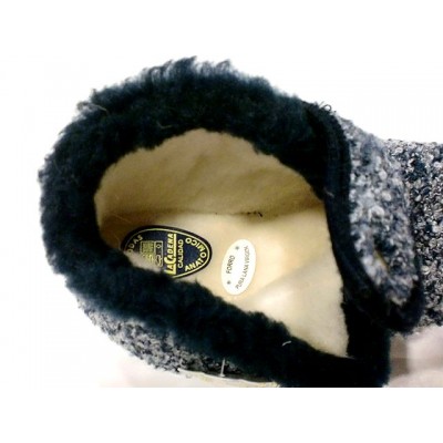 Zapatillas de casa abotinadas con Velcro Forro lana La Cadena Jaspeado Marino forro interior Zapatillas de casa abotinadas con Velcro Forro lana La Cadena Jaspeado Marino forro interior