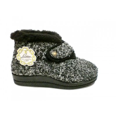 Zapatillas de casa abotinadas con Velcro Forro lana La Cadena Jaspeado Gris Zapatillas de casa abotinadas con Velcro Forro lana La Cadena Jaspeado Gris