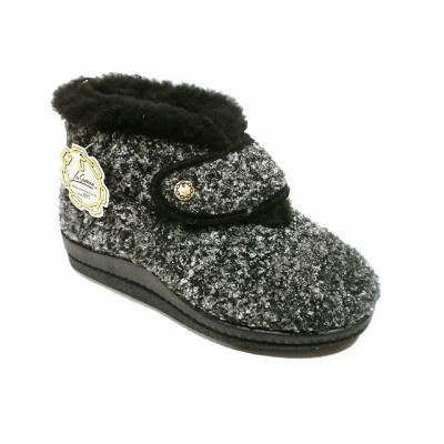Zapatillas de casa abotinadas con Velcro Forro lana La Cadena Jaspeado Gris Zapatillas de casa abotinadas con Velcro Forro lana La Cadena Jaspeado Gris