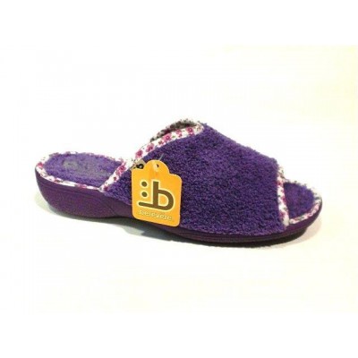 Zapatillas para casa Berevere toalla algodón Media Cuña Morado